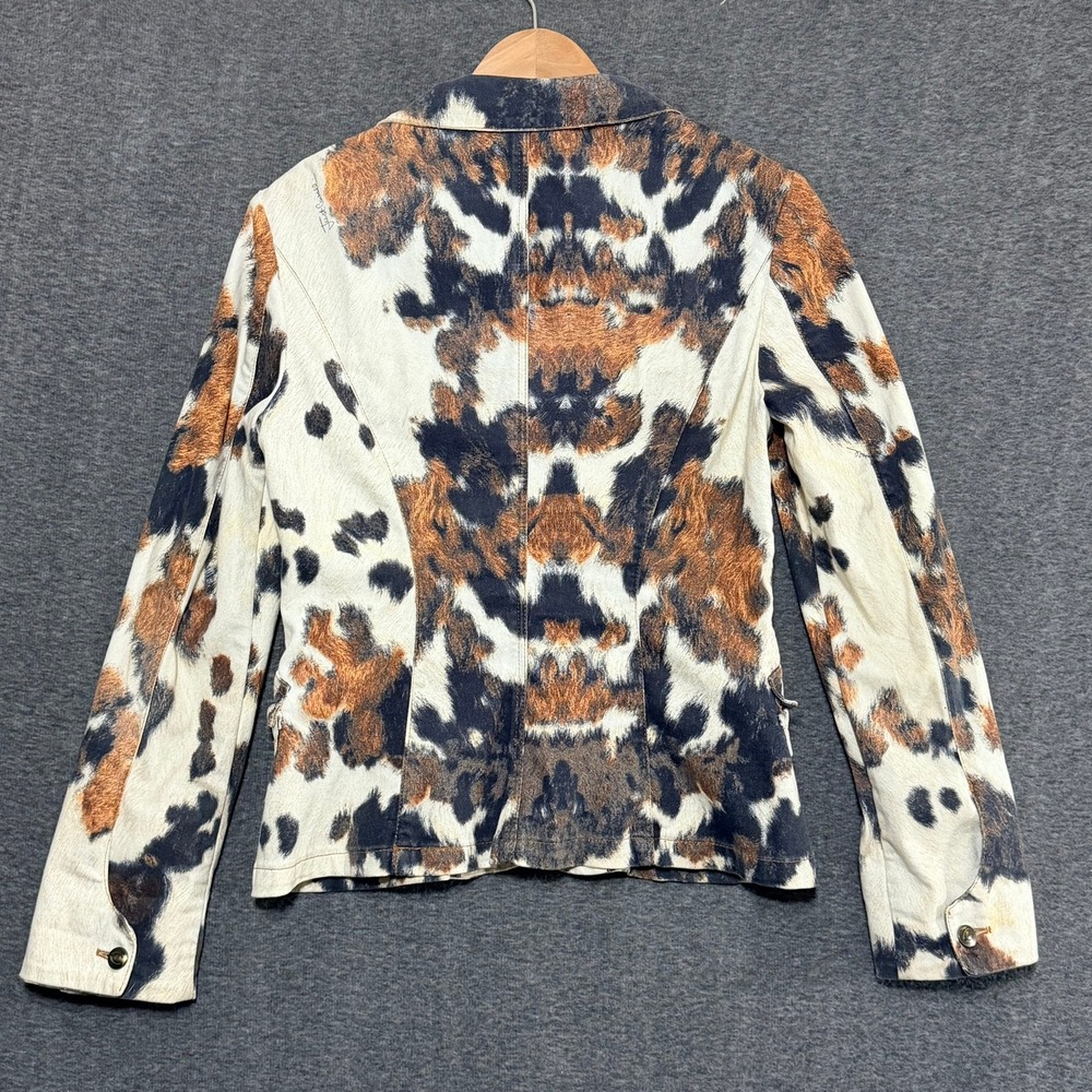 Vintage Just Cavalli Women Blazer M Cowhide Animal Printed Y2K Western Indie - Picture 2 of 16